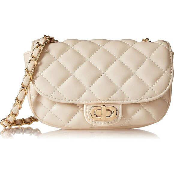Women's Cream Polyester Willow Adjustable Strap With Chain Belt Crossbody Bag - Picture 1 of 6